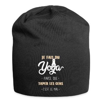 Je fais du yoga,Cadeau original drôle Sport Animal - Bonnet en jersey - noir - Devant