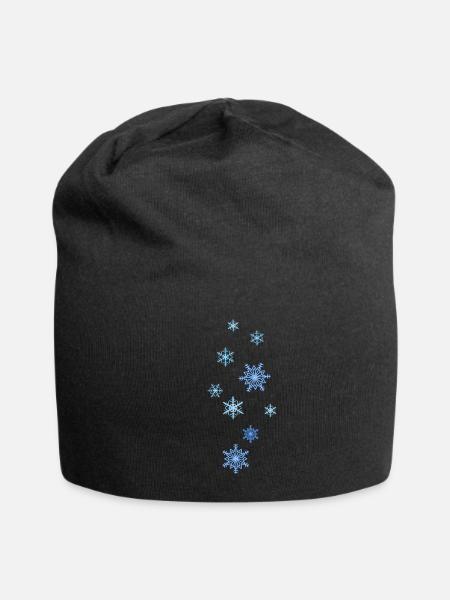 Schneesterne, Schneeflocken - Jersey-Beanie - Schwarz