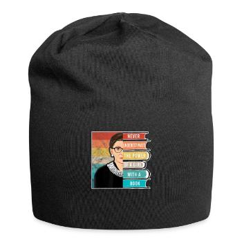 Never Underestimate The Power of A Girl With Book - Bonnet en jersey - noir - Devant