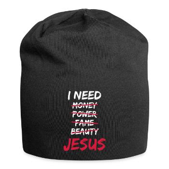 I need Jesus - Jersey Beanie - black - Front