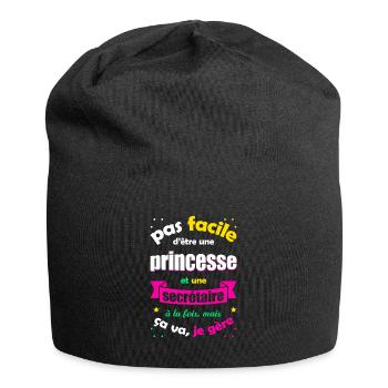 PRINCESSE ET SECRETAIRE À LA FOIS - Bonnet en jersey - noir - Devant