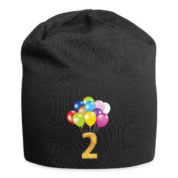 2 children birthday happy birthday - Jersey Beanie - black - Front