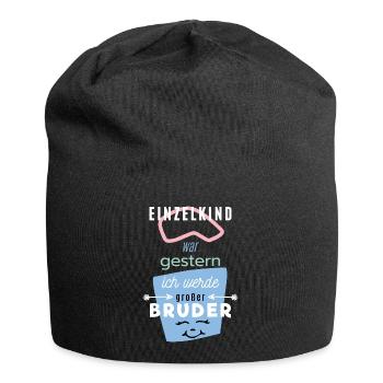 Einzelkind, Ich werde Bruder, lustiger Spruch - Jersey-Beanie - Schwarz - Vorne