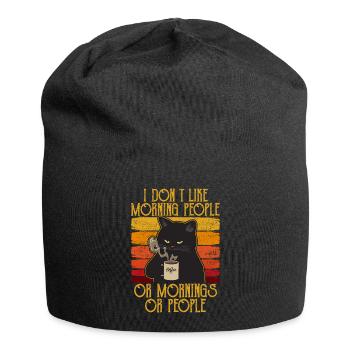 je n'aime pas les gens du matin chat café chat - Bonnet en jersey - noir - Devant