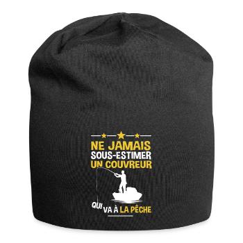 Couvreur cadeau drôle pêcheur - Bonnet en jersey - noir - Devant