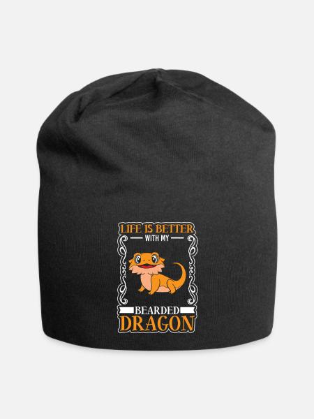 Echse Eidechse Bartagam - Jersey-Beanie - Schwarz