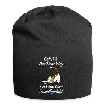Katze Kater Katzen - Jersey-Beanie - Schwarz - Vorne