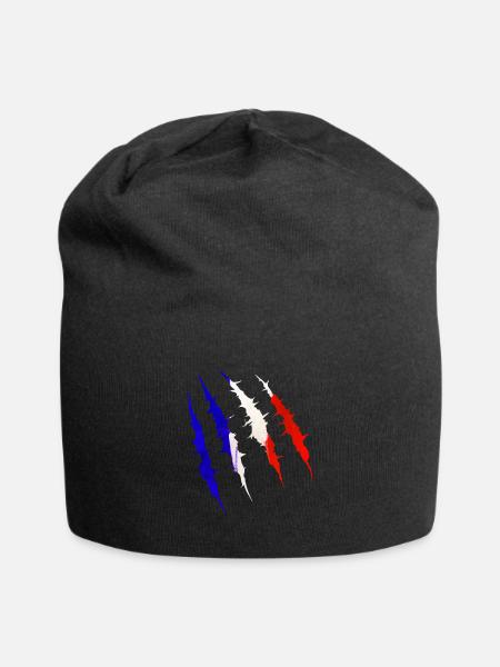 France drapeau griffe pays fan de l’équipe - Bonnet en jersey - noir