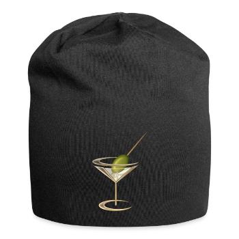 Cool Martini Glass With Olive - Jersey Beanie - black - Front