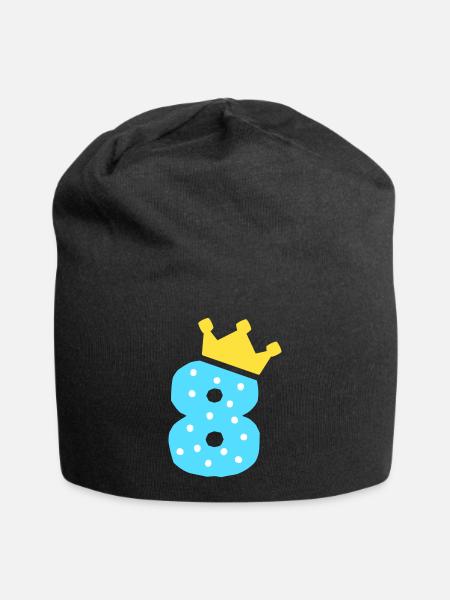 8 Krone 8 Geburtstag 8 Jahre - Jersey-Beanie - Schwarz