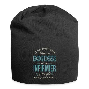 infirmier et bogosse cadeau infirmier humour - Bonnet en jersey - noir - Devant