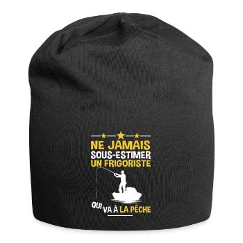 Frigoriste cadeau drôle pêcheur métier pêche - Bonnet en jersey - noir - Devant