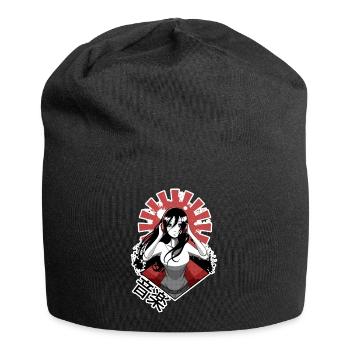 Ein Mädchen, das Musik hört - Jersey-Beanie - Schwarz - Vorne