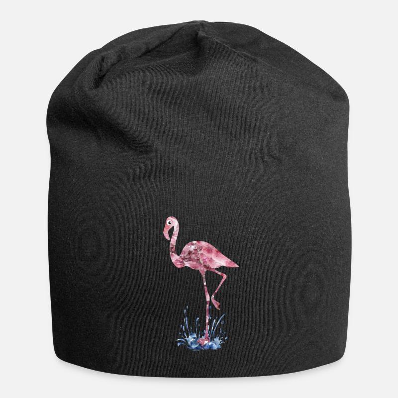 Flamingo rosa Kristalle Press - Jersey-Beanie - Schwarz