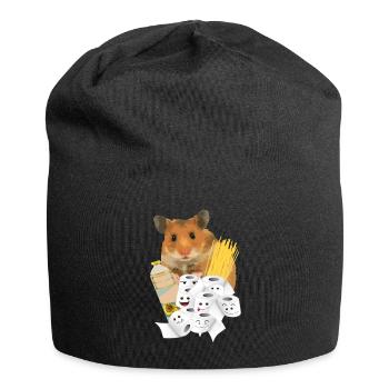 Hamster Menno "hamstern" - Jersey-Beanie - Schwarz - Vorne