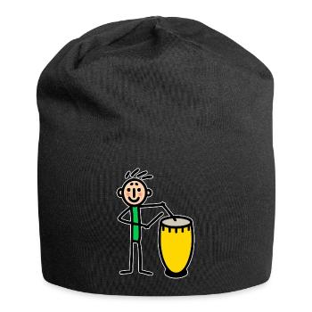 Drummer Trommler spielt Congas Djembe - Jersey-Beanie - Schwarz - Vorne