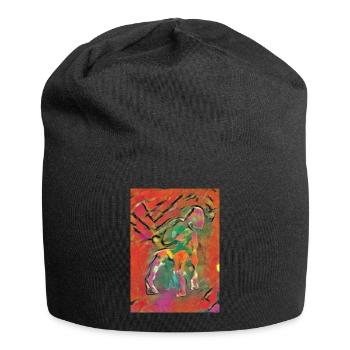 Auf dem mehrfarbigen Stuhl - Jersey-Beanie - Schwarz - Vorne