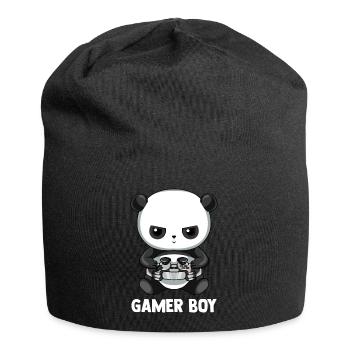 Gamer Boy Gaming Zocken Panda - Jersey-Beanie - Schwarz - Vorne