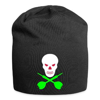 Schädel und überkreuzte Dartpfeile - Jersey-Beanie - Schwarz - Vorne