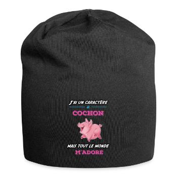 Caractère de cochon - Bonnet en jersey - noir - Devant