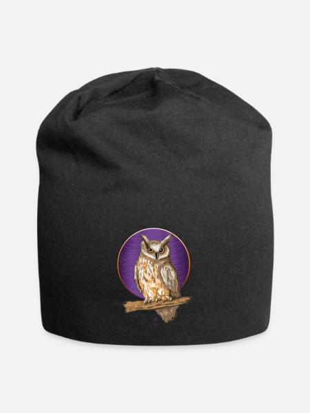 Hibou Lune - Bonnet en jersey - noir