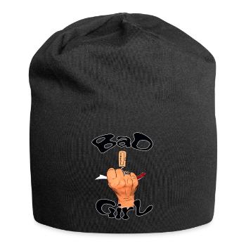 Bad Girl and corkscrew hand - Jersey Beanie - black - Front