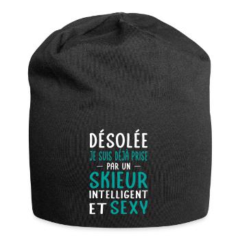 Désolée déjà prise par un skieur sexy - Bonnet en jersey - noir - Devant