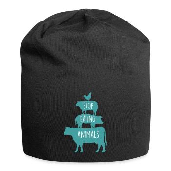 Arrêtez de manger des animaux - ne mangez pas d’animaux - Bonnet en jersey - noir - Devant