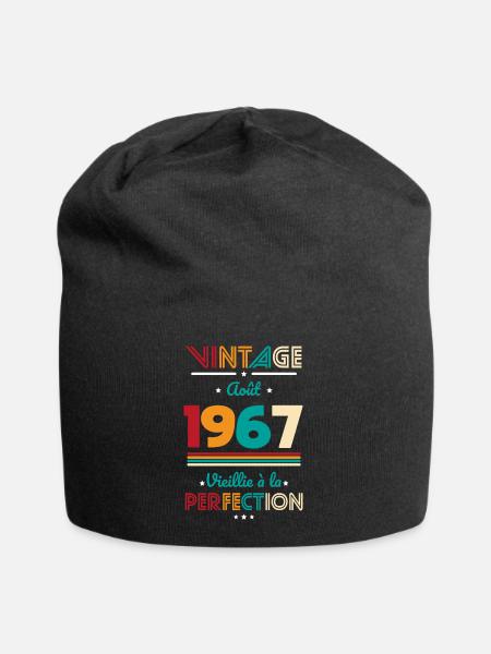 Anniversaire 55 ans - Vintage - Août 1967 - Bonnet en jersey - noir