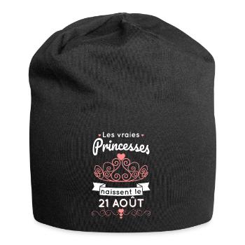 Anniversaire - Vraies princesses naissent 21 Août - Bonnet en jersey - noir - Devant