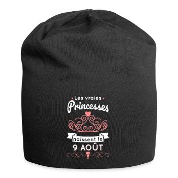 Anniversaire - Vraies princesses naissent 9 Août - Bonnet en jersey - noir - Devant