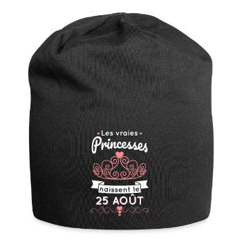 Anniversaire - Vraies princesses naissent 25 Août - Bonnet en jersey - noir - Devant