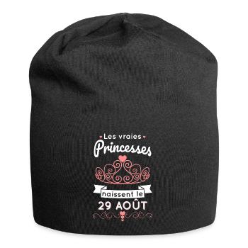 Anniversaire - Vraies princesses naissent 29 Août - Bonnet en jersey - noir - Devant