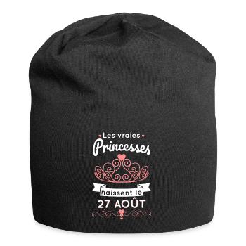 Anniversaire - Vraies princesses naissent 27 Août - Bonnet en jersey - noir - Devant
