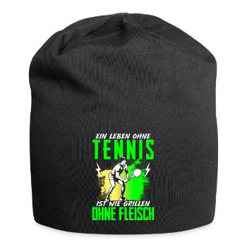 Leben Ohne Tennis Grillen Ohne Fleisch - Jersey-Beanie - Schwarz - Vorne