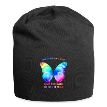 Butterfly Rainbow - Rainbow Butterfly Graphic - Jersey Beanie - black - Front