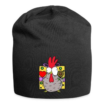 Geburtstagsgeschenk Huhn Sonnenblume Gratulieren - Jersey-Beanie - Schwarz - Vorne