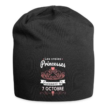Anniversaire - Princesses naissent le 7 Octobre - Bonnet en jersey - noir - Devant
