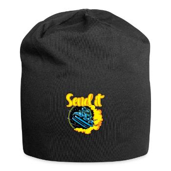 Motorschlitten Astronaut fliegt durch die Wolken - Jersey-Beanie - Schwarz - Vorne
