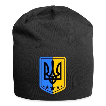 Ukraine Ukrainian Coat of Arms Support - Jersey Beanie - black - Front