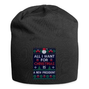 All i want for christmas is a new president - Jersey Beanie - black - Front