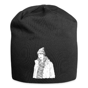 Nordsee Frau Nerd Typisch Geschenkidee - Jersey-Beanie - Schwarz - Vorne