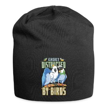 Easily Distracted By Birds Birding Birdwatching - Jersey Beanie - black - Front