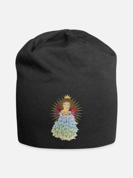 Engelchen mit Stern - Jersey-Beanie - Schwarz