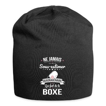 Sous-estimer une quadragénaire qui fait de la boxe - Bonnet en jersey - noir - Devant
