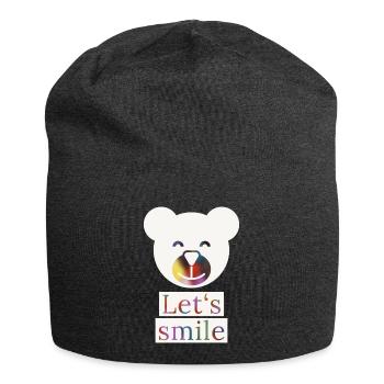 Lächelnder Bär, lasst uns lächeln, Smile, Lustig - Jersey-Beanie - Anthrazit - Vorne