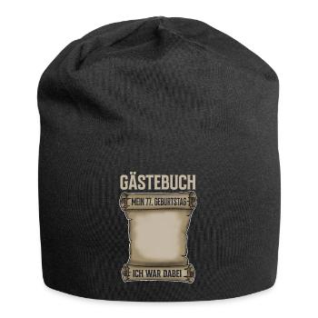 77. Geburtstag Gästebuch - Jersey-Beanie - Schwarz - Vorne