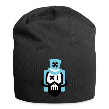 Bartschädel blau - Jersey-Beanie - Schwarz - Vorne
