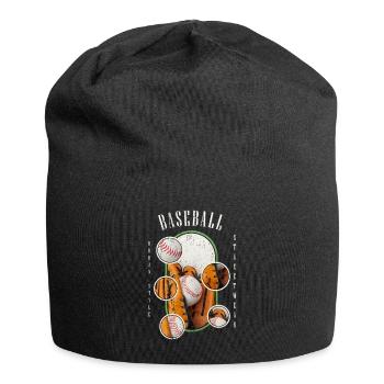 Baseball Ball Handschuh Schläger Vintage Retro - Jersey-Beanie - Schwarz - Vorne