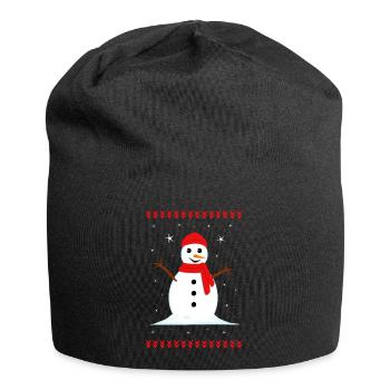 Schneemann Winter Weihnachten - Jersey-Beanie - Schwarz - Vorne
